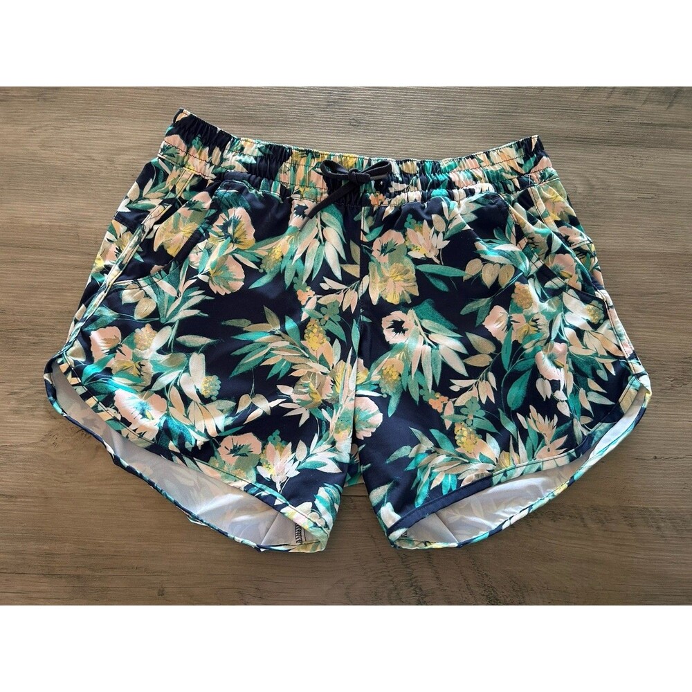 Columbia Bogata Bay Stretch Shorts Womens Size S Blue Floral UPF 50 5” Inseam